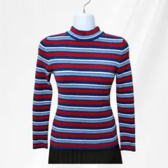 BROWNY STANDAR✧ハイネックリブニット ボーダー マルチカラーF