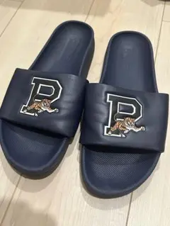 Polo 虎刺繍 ネイビー スライドサンダル
