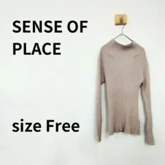 SENSE OF PLACEグレー ハイネック タートル ニット フリー2360