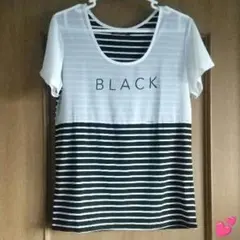 【Janiss】ボーダー半袖カットソー ブラック・ホワイトのサムネイル