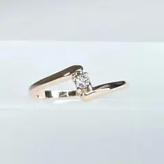 141 スワロフスキー V字デザインピンキーリング クリスタル変更ネーム刻印可能