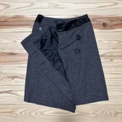 COMME CA ISM コムサ千鳥柄 スカート 膝丈 ボタンデザイン きれいめ