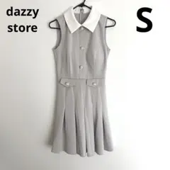 dazzy デイジーストア ミニドレス 襟付き プリーツ S グレー 清楚
