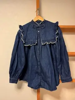 DENIM DUNGAREE フリルカラー ステンシルダンガリー シャツ - メルカリ
