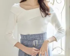 TOCCO 袖口パール付きアシメリブニットプルオーバー