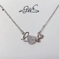 新品 LOVE ハート ネックレス シルバー ジルコニア レディース ①