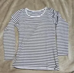 ユニクロ　ヒートテック ボーダーカットソー 長袖Tシャツ