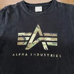 ALPHA INDUSTRIES カモフラロゴ Tシャツ ブラック Mのサムネイル