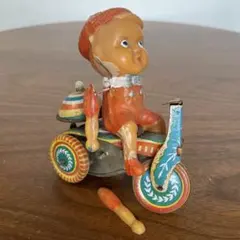 昭和レトロ ゼンマイ式自転車小僧 ブリキのおもちゃ - メルカリ