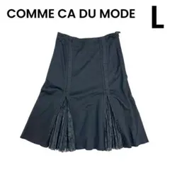 【COMME CA DU MODE】L 膝丈スカート フレアスカート 黒 綿