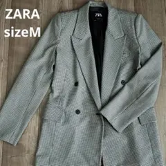 ZARAのチェック柄のダブルブレスト仕様ブレザー　sizeM