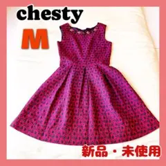 【chesty】【新品・タグ付き】花柄ワンピースレディースノースリーブドレスM赤