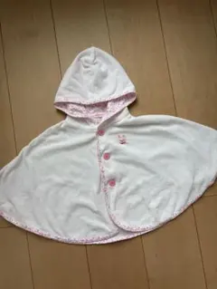 ミキハウス ウサギ刺繍 フード付きポンチョ