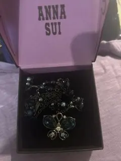 箱付 ANNA SUI アナスイ バタフライ カラーストーン ロングネックレス 