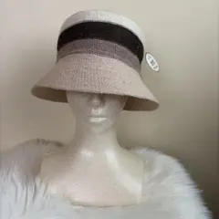 バケットハット ベージュ ブラウン ストライプ