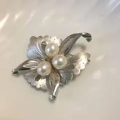 天然　本真珠　パール　ブローチ　あこや真珠　卒業式　入学式　シルバー