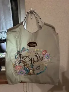 新品未使用大人気ピーターラビットエコバッグ春らしいライトグレーM