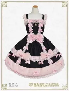 Ruban de Noël Neigeジャンパースカート - 黒×ピンク