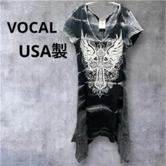 【USA製】VOCAL ヴォーカル Tシャツ　ワンピース　ヘムライン　y2k 羽