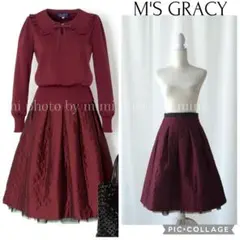M'S GRACY*カタログ掲載*カメリアモチーフ入りキルティングスカート