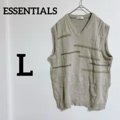 希少✨ESSENTIALS【M】グレーベージュ Vネックニットベスト　おしゃれ