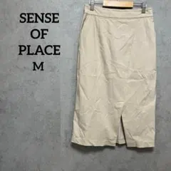 センスオブプレイス タイトスカート ベージュ オフィスカジュアル レディース M