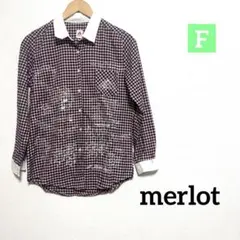 merlot チェック柄 刺繍入り 長袖シャツ