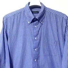 長袖シャツ L ブルー 青 ストライプ スーツ、カジュアル