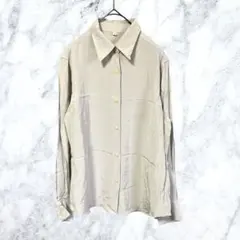 13043無印良品シルク100% シャツ ブラウス M ベージュ 絹 高級 光沢