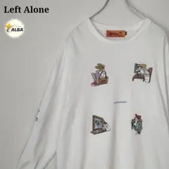 Left Alone　レフトアローン　Tシャツ　刺繍　ロンT　白　ホワイト　XL