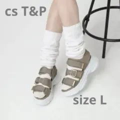 cs T&P 軽量厚底ソールゴールドベルトスポーツサンダル size L