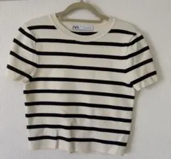 ZARA ボーダー半袖ニット L