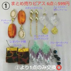 ① 感謝セール まとめ売りピアス6点☆599円