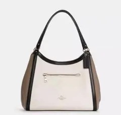 COACH レザーショルダーバッグ ホワイト/ベージュ/ブラック