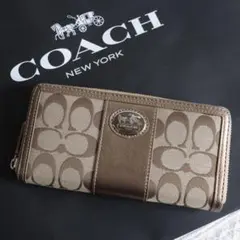 未使用✨COACH サットン シグネチャー ラウンド ジップ ウォレット 
