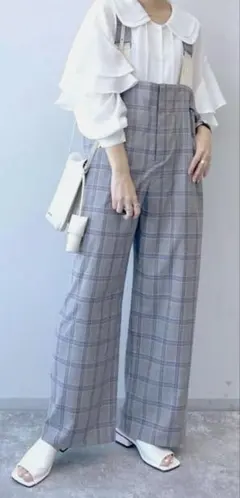 JEANASIS☆チェックワイドサロペット