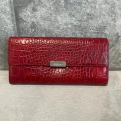 FURLA　フルラ　レディース長財布　クロコ型押し　レッド