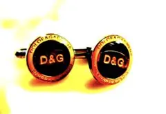 D&G 丸型カフリンクス ゴールド/ブラック
