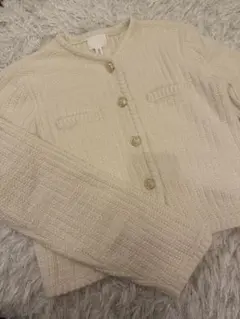 H&Mテクスチャードニットショートカーディガンジャケット完売品