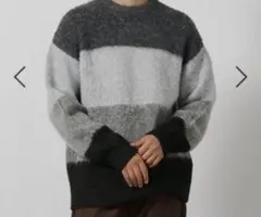 ほぼ新品 LAKOLE ラコレ カラーブロックニットプルオーバー グレーボーダー