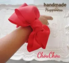 【As17赤】ビッグリボンシュシュ(手首に♡可愛い)・カチューシャバレッタ