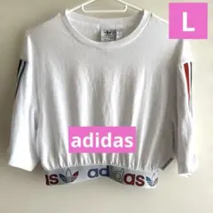 ★adidas★クロップドTシャツ★ホワイト★Lサイズ★のサムネイル