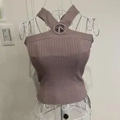 （新品）GYDA ホルターネック リブニット ノースリーブ トップス