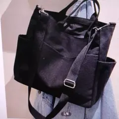 最終値下げ　2way黒トートバッグ キャンパス　A4シンプル　通勤