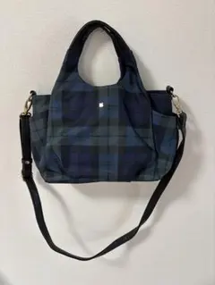 ブラックウォッチ　チェック　ナイロン素材ストラップ付きバッグ