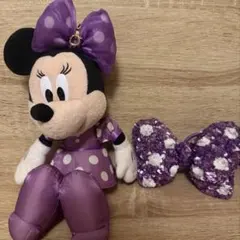 お顔厳選♡ ディズニー ぬいぐるみバッジ パープル リボン 紫 水玉
