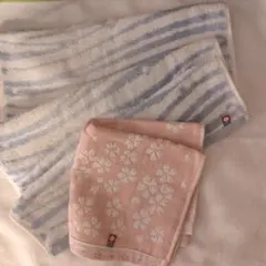 ストライプと桜柄　フェイスタオル　ハンドタオルのセット