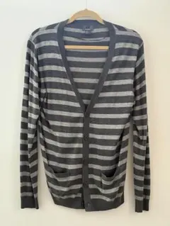 H&M シルク70%×コットン30% ボーダー柄カーディガン メンズ M