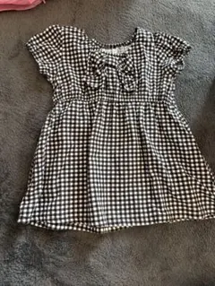 フリル付きチェック柄半袖ワンピース80サイズ