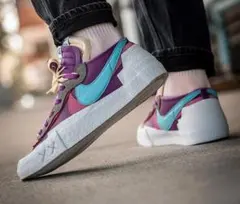 箱タグ付 ナイキ×カウズ×サカイ ブレーザーロー パープルダスク スニーカー